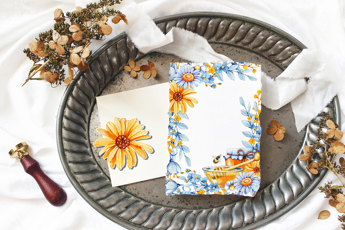 Flower honey watercolor clipart, a Food Illustration by Artmanata (Photo 12 of 17)