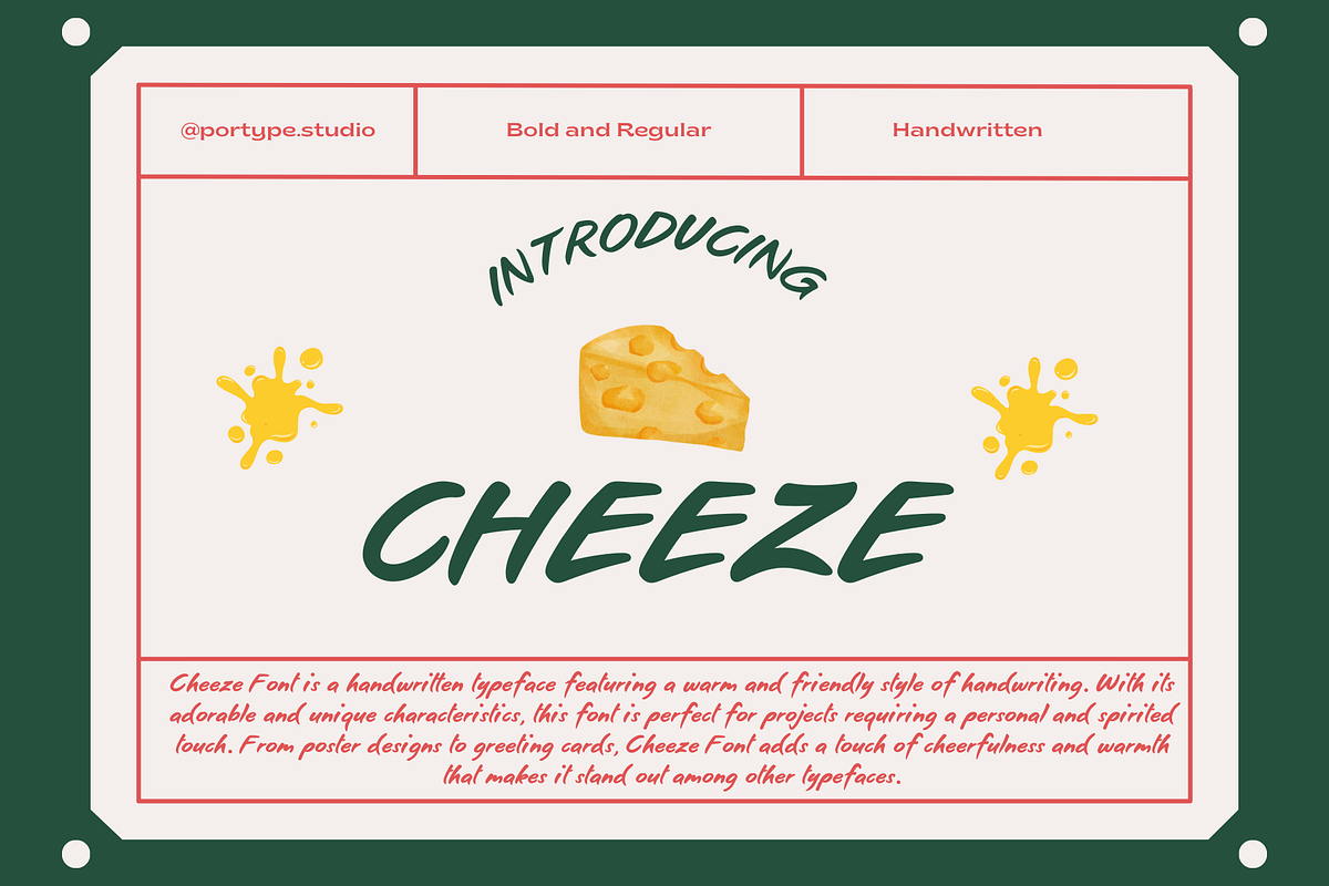 Cheeze Font-Authentic, a Handwritten Font by portype (Photo 1 of 13)