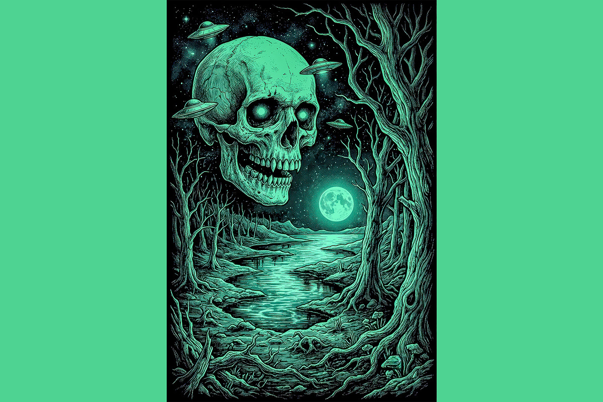 Eerie Alien Skull Art, a Decorative Illustration by StockVerse Creative (Photo 2 of 4)