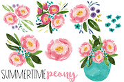 Summertime Peonies, an Illustration by Jande Summer (Thumbnail 2 of 4)