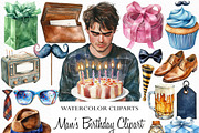 Watercolor Man’s Birthday Clipart, an Illustration by Craft Nest (Thumbnail 1 of 6)