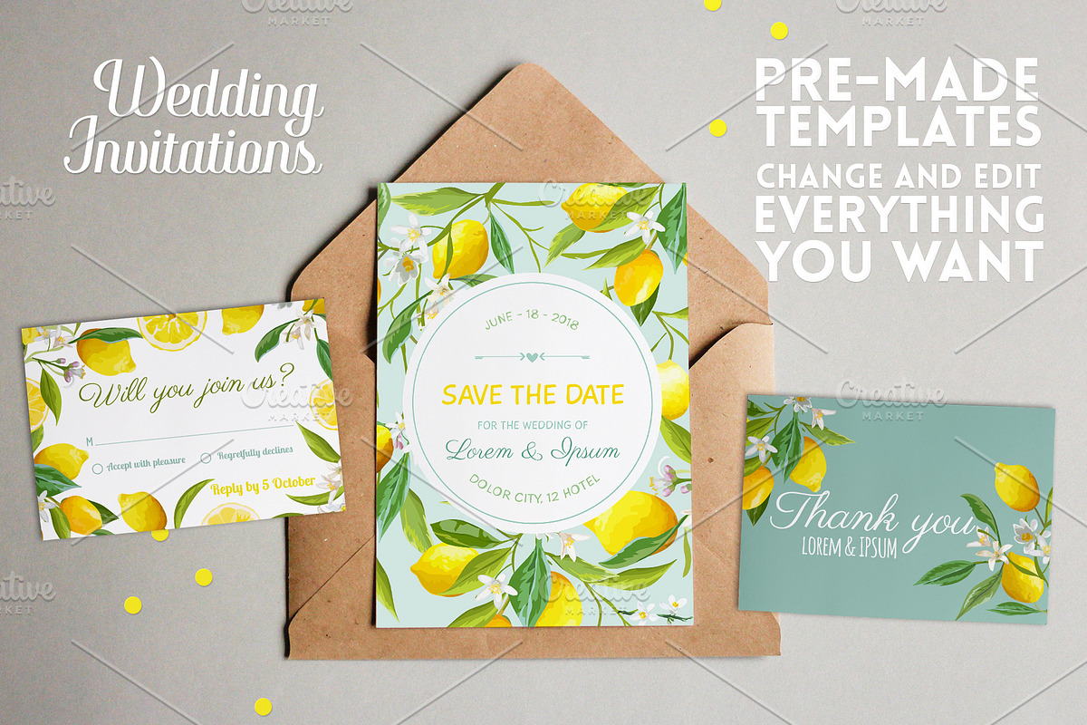 Watercolor Floral Design Set Lemons, an Illustration by Anna Studio (Photo 4 of 11)