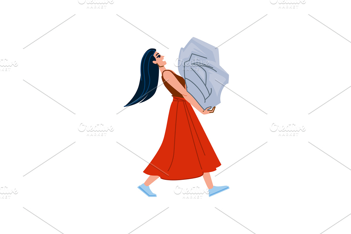 Woman carrying big dollar sign, a Finance Illustration by pikepicture