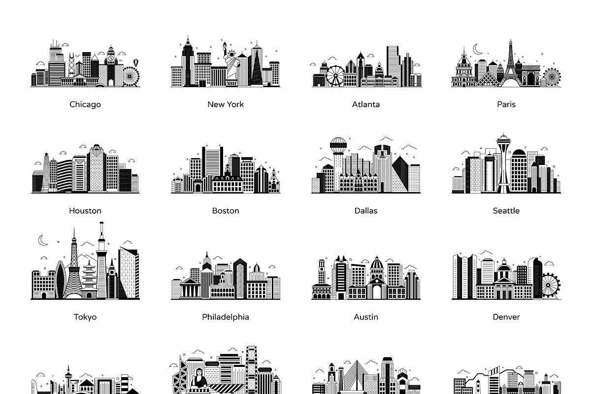 100 City Skyline Vector Illustration, a Transportation Illustration by Brickclay (Photo 5 of 5)