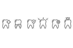 Dental Diagnostic Line Icon Set, an Object Illustration by Gentle Studio