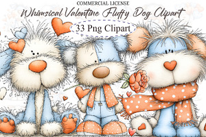 Whimsical Valentine Fluffy Dog Clipa, an Illustration by designcity5