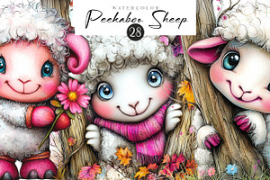 Peekaboo Sheep Clipart, an Illustration by CreationArt