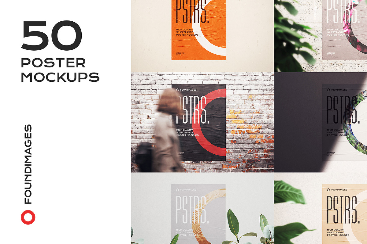 50 poster mockup bundle glued paper, an Advertising Mockup by FoundImages (Photo 1 of 55)