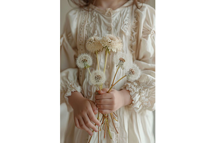 Dandelions in the hands of a child