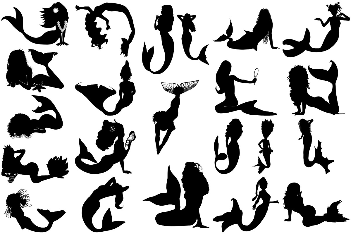 Mermaid Silhouette AI EPS PNG, a Work Illustration by FrankiesDaughtersDesign (Photo 6 of 9)