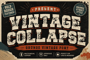 Vintage Collapse – Bold Distressed, a Slab Serif Font by Limited.studio
