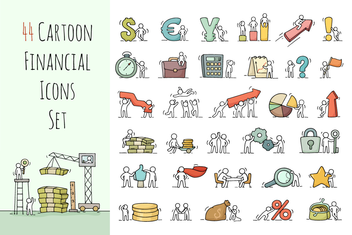 Cartoon financial icons with people, an Icon by Sapunkele (Photo 1 of 3)