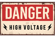 Rustet Retro Danger High Voltage, an Object Graphic by Black White Mouse Design (Thumbnail 1 of 3)