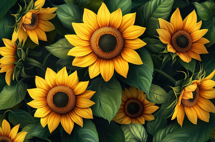 Vibrant Sunflowers Blooming in Lush, a Background Photo by Pixeness