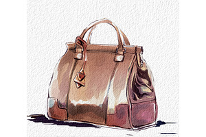 Watercolor Female Brown Handbag