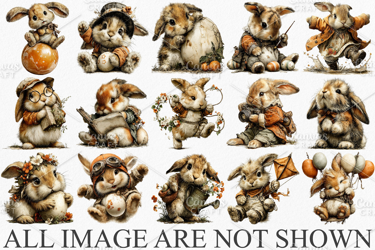 Whimsical Easter Bunny Clipart PNG, an Illustration by Canvas Craft (Photo 3 of 7)