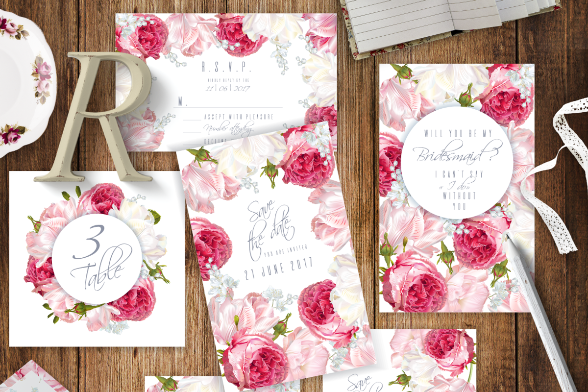 Wedding invitations BUNDLE, an Invitation Template by Purple-Bird (Photo 6 of 28)