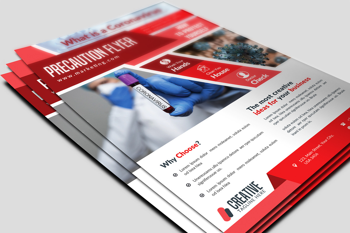 Precaution Flyer Template, a Flyer Template by AfzaalGraphics