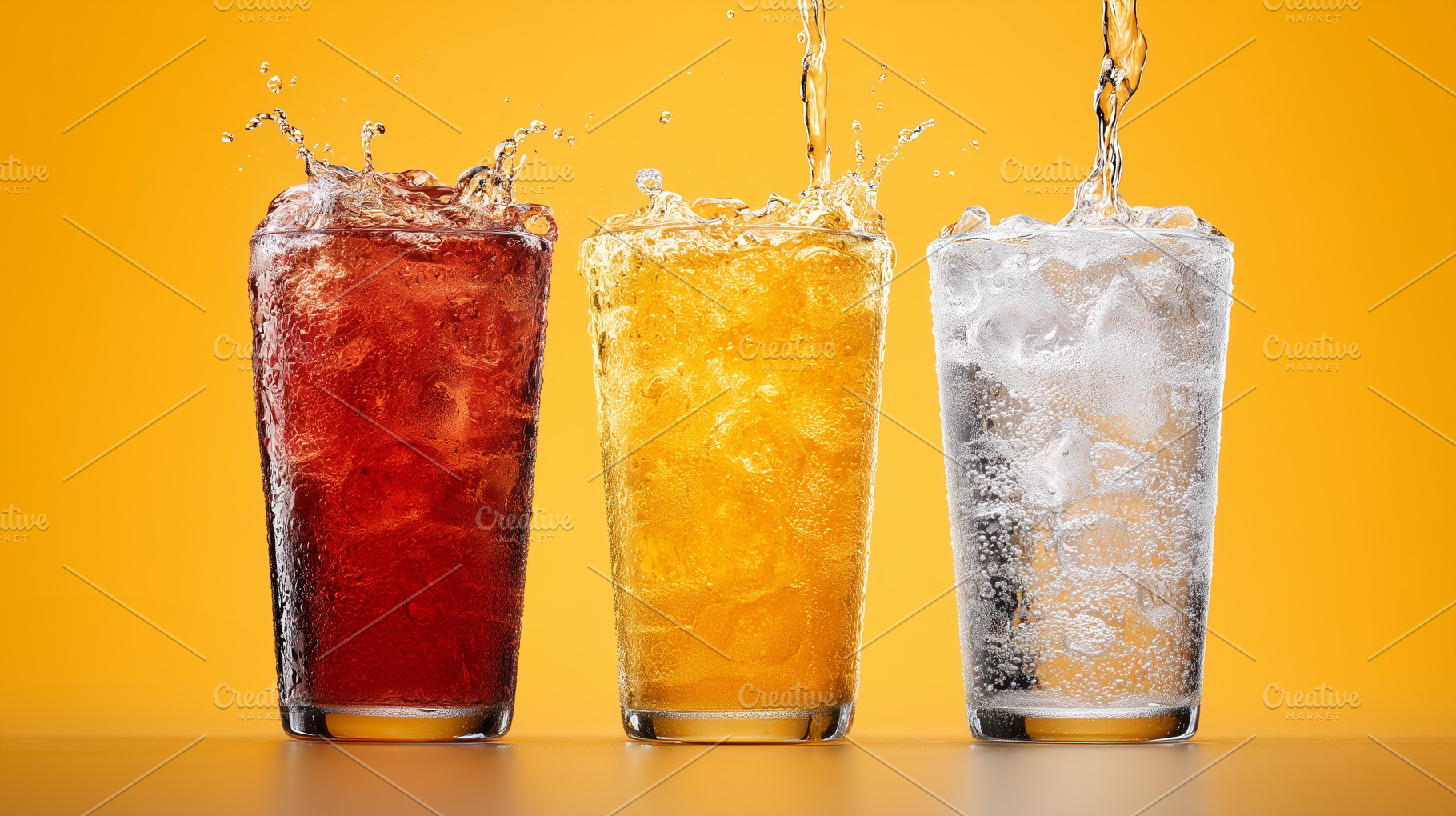 Refreshing fizzy drinks with ice, a Food & Drink Photo by MistyDay