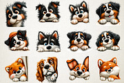 Whimsical Peeking Dog Clipart Set, a Seasonal Illustration by RobertsArt (Thumbnail 2 of 7)