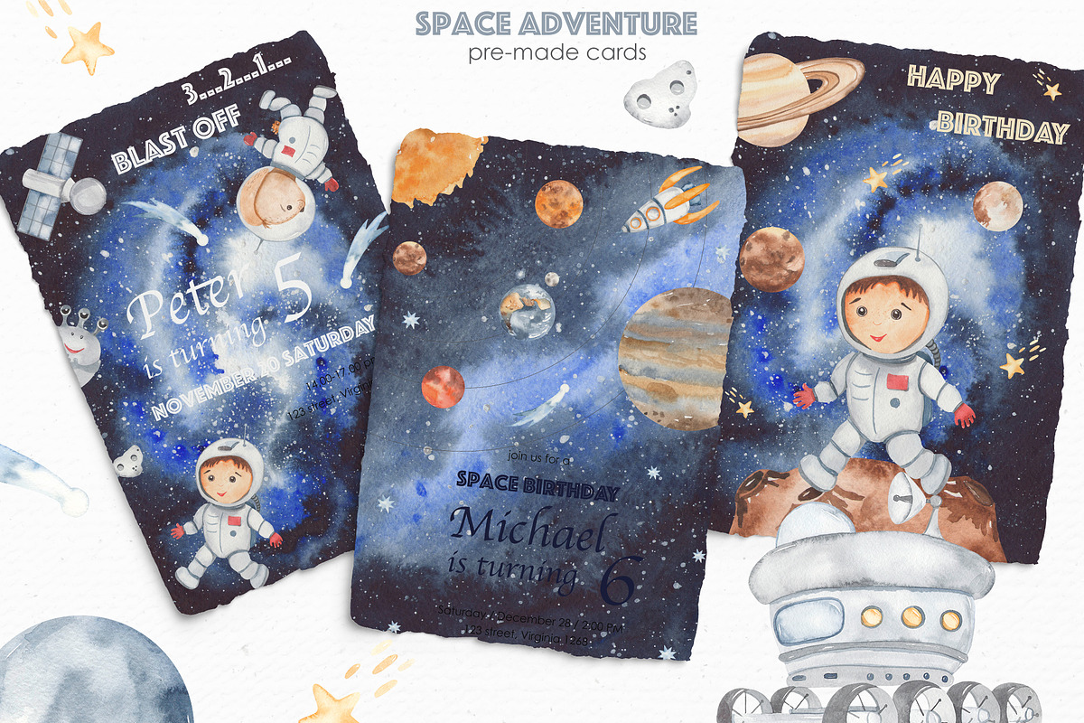 Space adventure watercolor, an Illustration by Marina Ermakova (Photo 5 of 13)