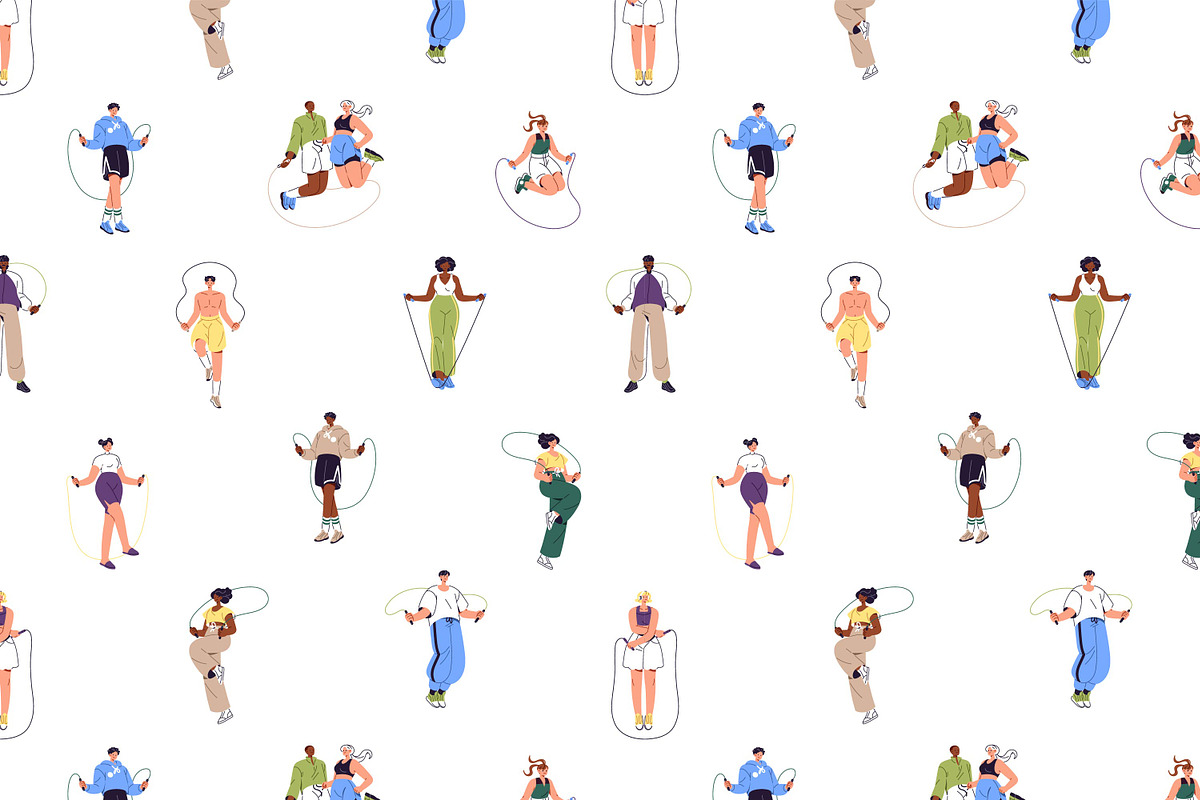 People skipping rope set, pattern, a Sport Illustration by PaperTrident (Photo 8 of 8)