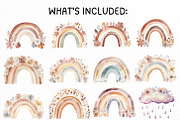 Boho Floral Rainbow Clipart, an Illustration by PassionPNGcreation (Thumbnail 2 of 12)