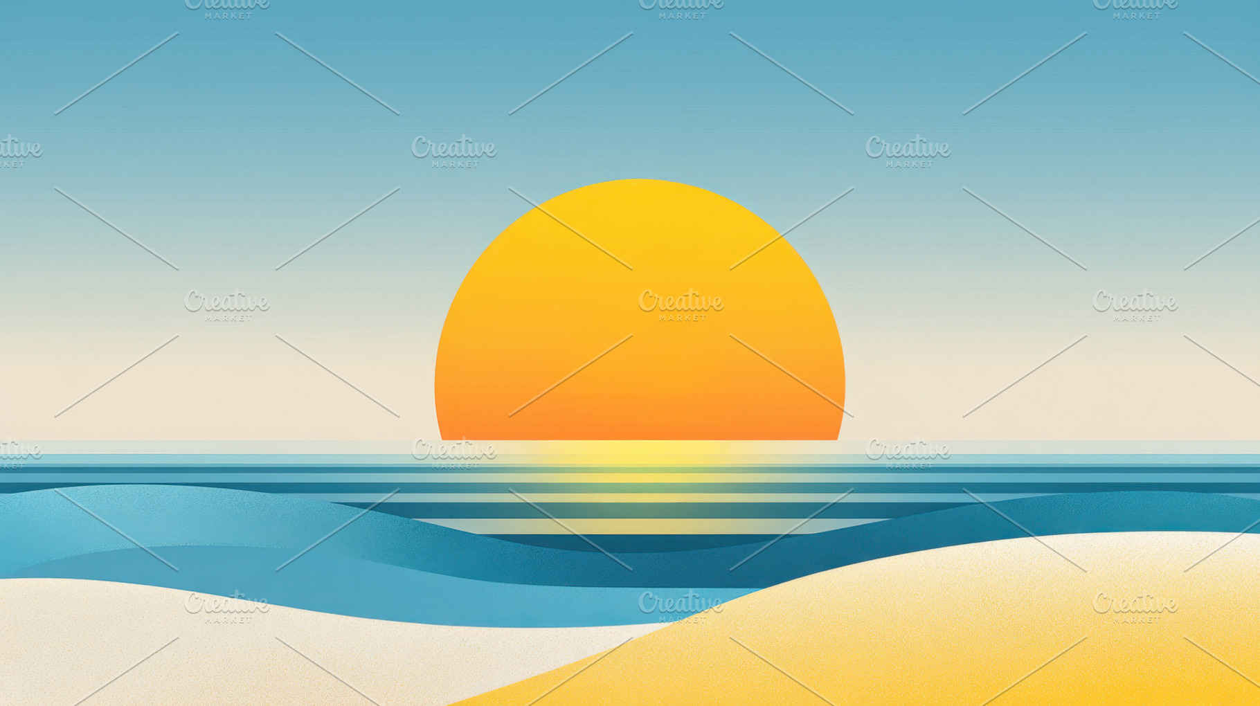 Lovely sunset over calm waves, a Photo by Beautiful things