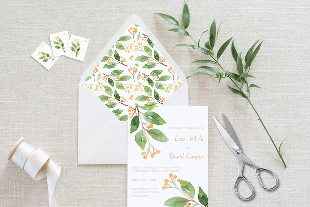 Floral Watercolor Wedding Suite, an Invitation Template by Love Design (Photo 12 of 15)