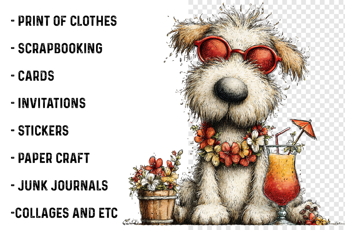 Whimsical Summer Dog Clipart, an Illustration by SinaCreation (Photo 3 of 7)
