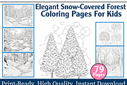 Elegant Snow-Covered Forest Coloring, an Animal Illustration by maggiesar (Thumbnail 1 of 4)