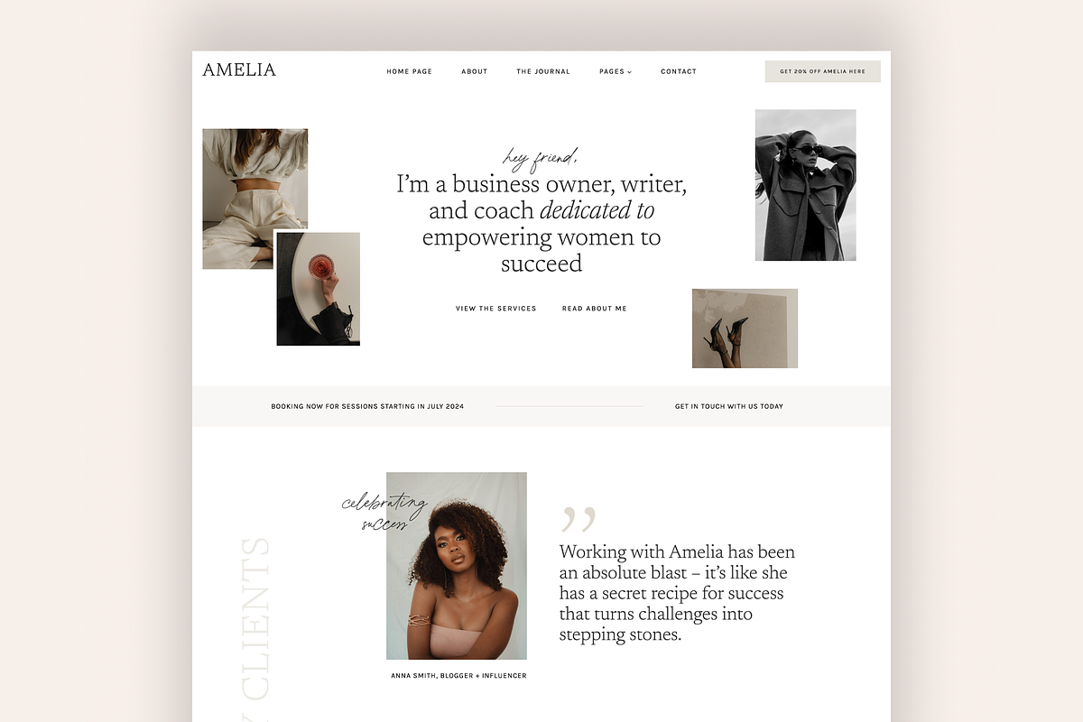 Amelia - Feminine WordPress Theme, a WordPress Template by Creative Her (Photo 1 of 7)