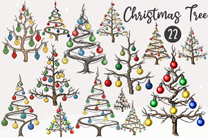 Christmas Lights Tree Clipart, an Illustration by OK Design