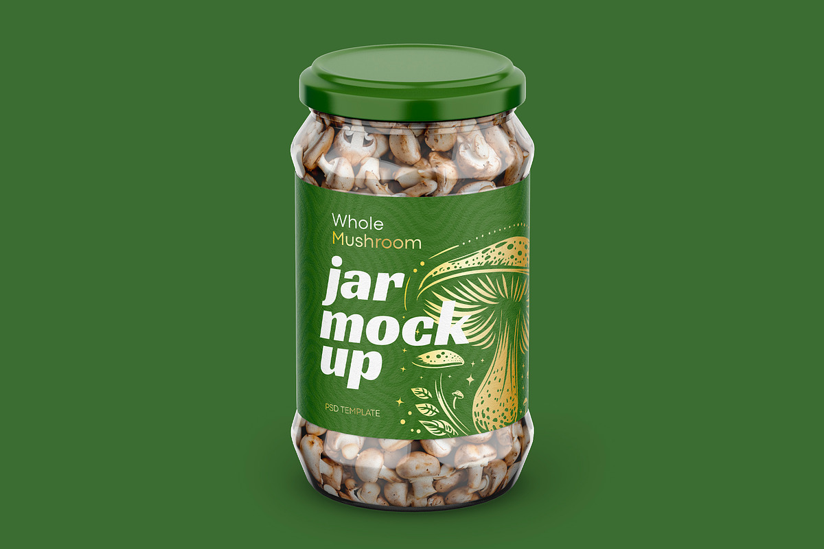 Whole Mushroom Jar Mockup, a Packaging Mockup by Dev.Rawat21 (Photo 4 of 4)