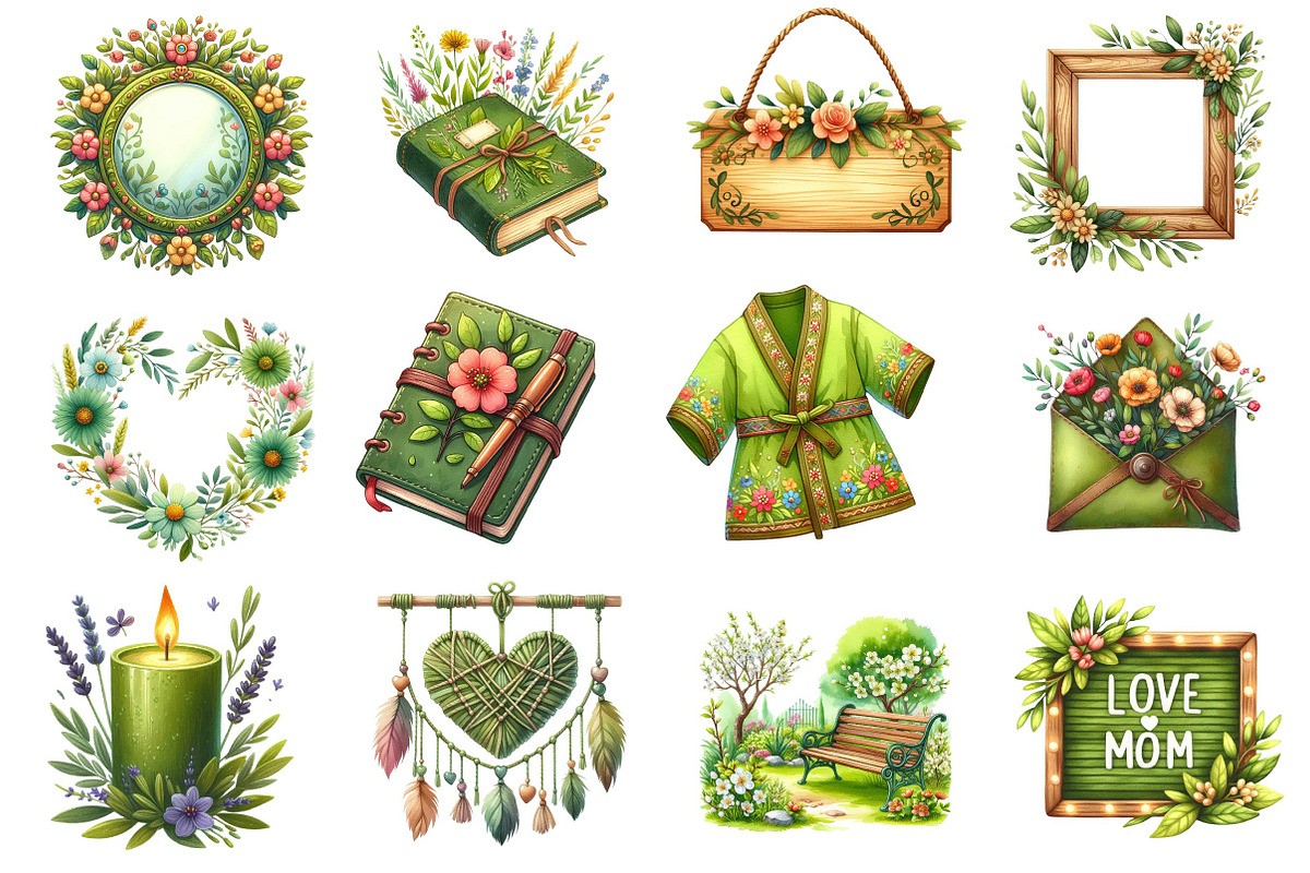 Boho Olive Green Mother's Day, an Illustration by Dream Creation (Photo 2 of 4)