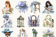 Watercolor Victorian Flowers Clipart, a Person Illustration by BusyDaydesign (Thumbnail 2 of 9)
