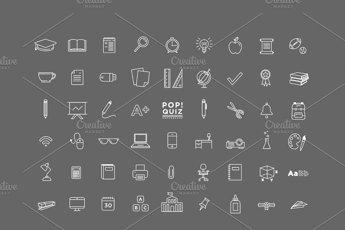 54 School Themed Icons - Vectors, an Outline Icon by Professional Assets (Photo 3 of 3)