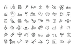 City Park Icons Set, an Outline Icon by Tettygreen