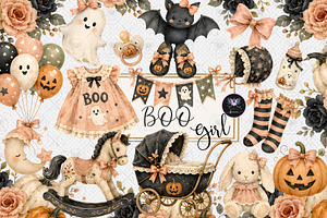 Halloween Baby Girl Clipart, an Education Illustration by BigCakeBee