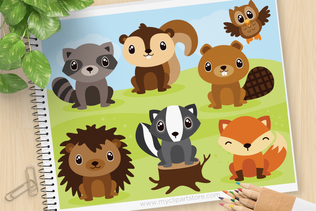 Forest Animals - Vector Clipart, SVG, an Animal Illustration by MyClipArtStore