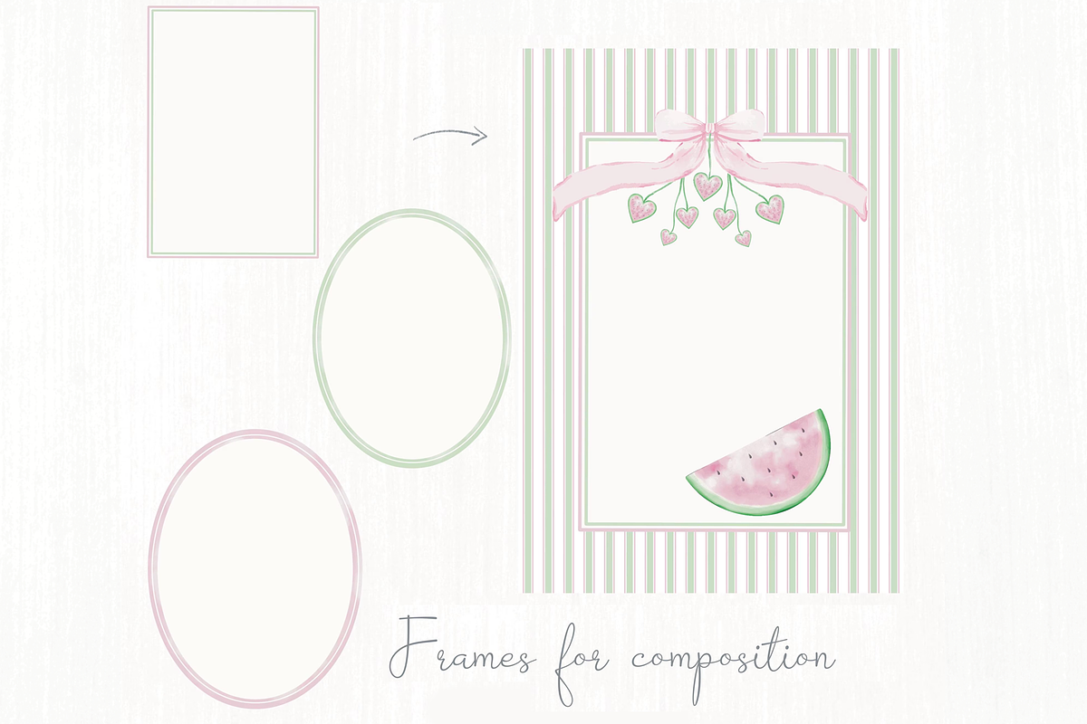 One in a Melon - watermelon and bows, an Illustration by Lolytop Studio (Photo 4 of 6)