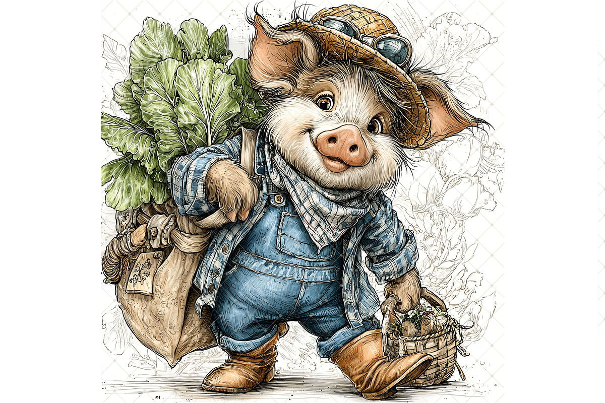 Piglet In Outfit Clipart JPG, an Animal Illustration by Memories By Lea (Photo 19 of 20)