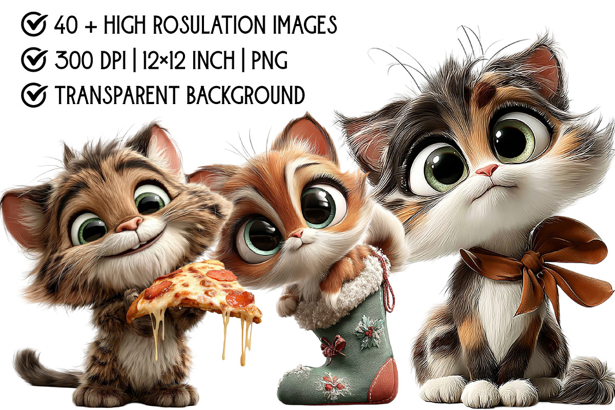 Cute Cat Clipat Bundle, an Icon by Pixels.Craft (Photo 4 of 6)