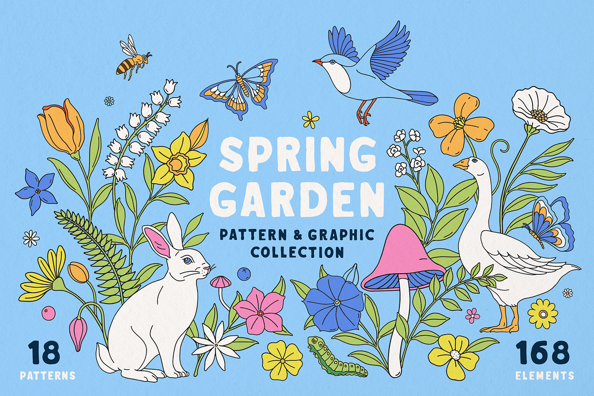 Spring Garden Vector Collection, a Pattern Graphic by rouxsupplyco (Photo 1 of 15)