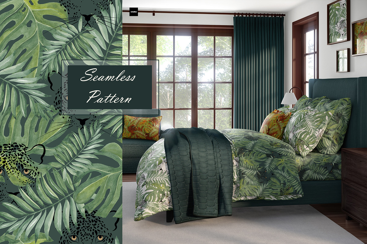 Tropical Leopard Seamless Pattern, a Pattern Graphic by Oksana Dovhopol Art (Photo 1 of 23)