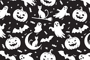 Black and white Halloween pattern, a Pattern Graphic by Yayasya (Thumbnail 2 of 3)
