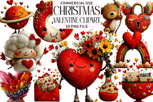 Whimsical Valentine Clipart, an Illustration by Daily.Designs