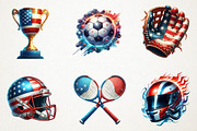 Patriotic Sports Elements Clipart, an Illustration by RobertsArt (Thumbnail 2 of 7)