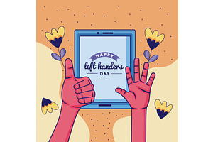 left handers day lettering, an Illustration by studiogstock