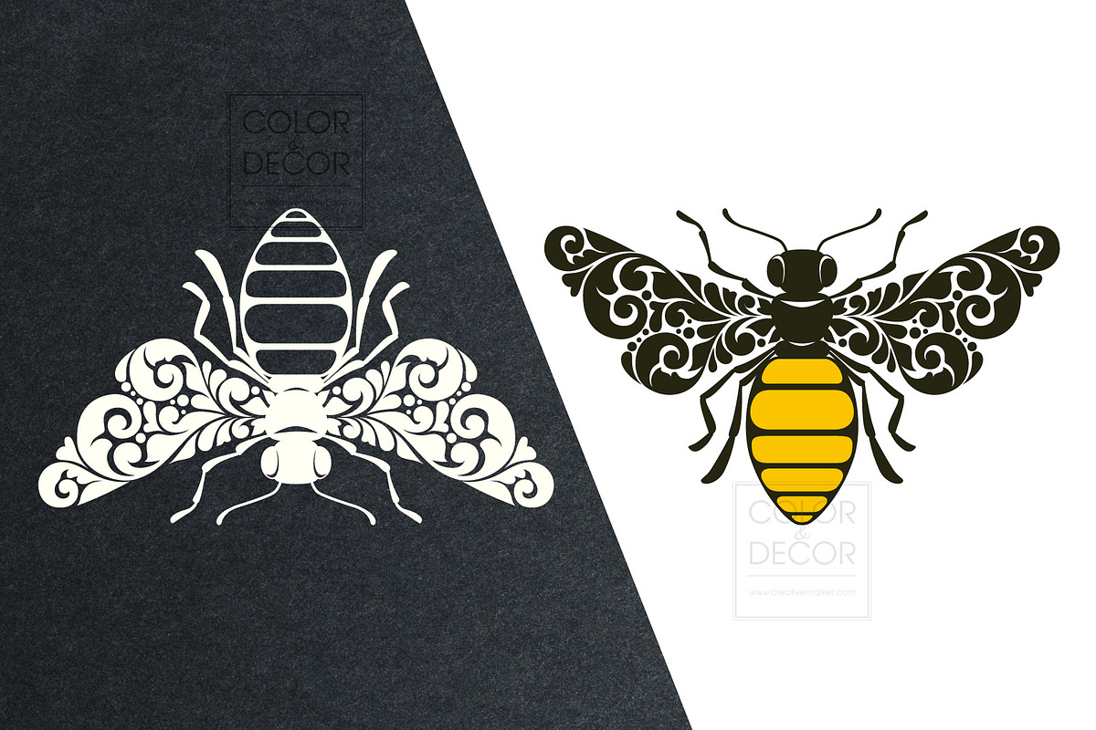 Ornate Calligraphic Bee, a Decorative Illustration by Color and Decor (Photo 2 of 3)